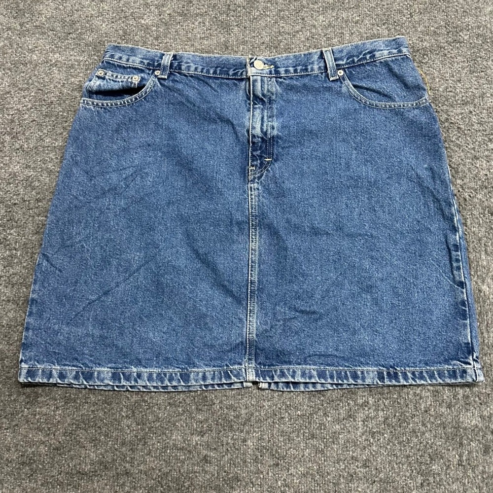 Tommy Hilfiger Denim Skirt Womens Size 18 Blue Mini A-Line Cotton Casual Jean